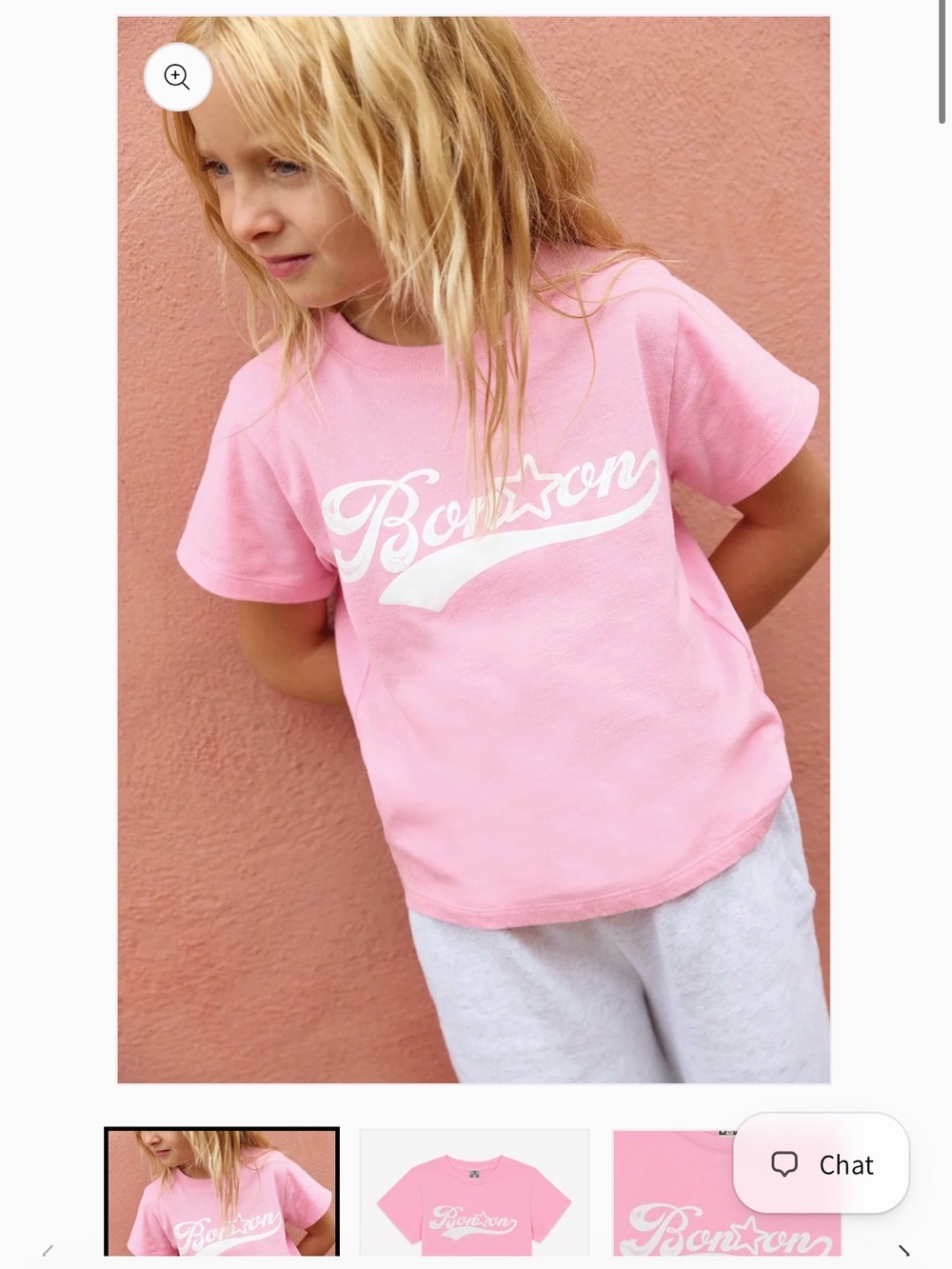 Bonton Pink Tee with White Script Logo